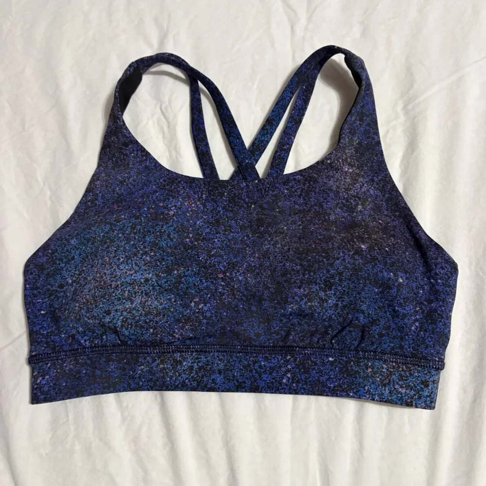 EXCELLENT Lululemon Energy Sports Yoga Bra Nulux Medium Support Purple Blue 4 - Picture 2 of 10